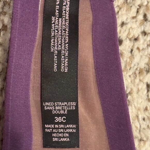 Victoria's Secret | Lined Strapless Underwire Bra | Eggplant | Size: 36C - Picture 4 of 16